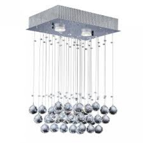 Encontraproduto.com.br - Plafon Sobrepor Cristal Ball Retangular 32x16cm 2 Lâmpadas Bronzearte