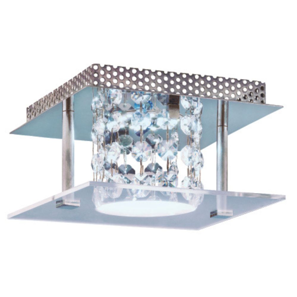 Plafon Glacial Cristal LED 15x15cm 1x10W 127V acrílico jateado com cristais Bronzearte