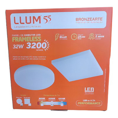PONTA DE ESTOQUE | Luminária de Embutir Frameless Redonda 32W Bivolt 4000K Bronzearte