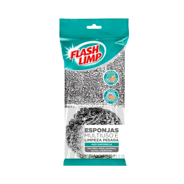 Encontraproduto.com.br - Conjunto Esponja Multiuso Limpeza Pesada Flash Limp