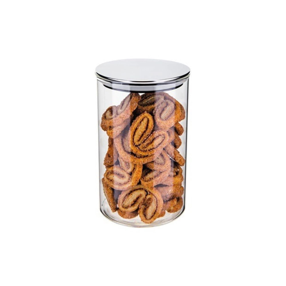 Pote de Vidro Euro Home Slim 1 Litro com Tampa Inox
