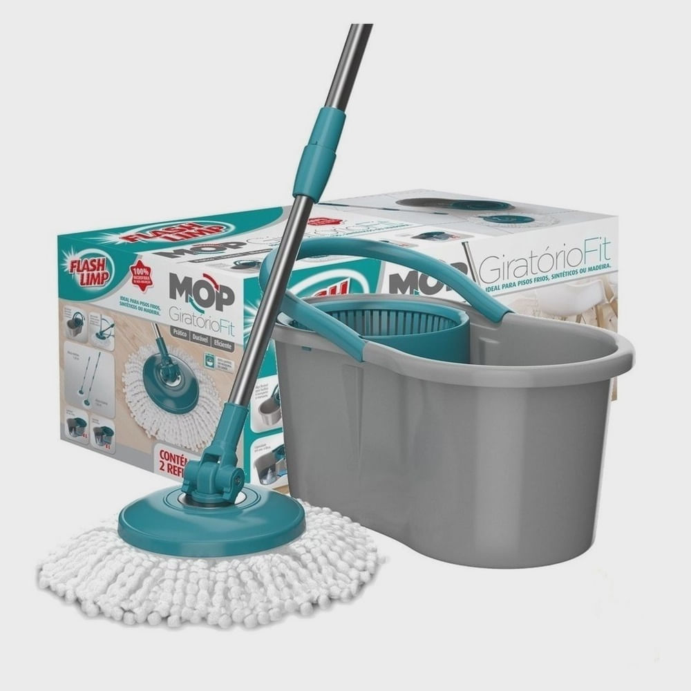 Encontraproduto.com.br - Mop de Limpeza Flash Limp Giratório Fit com Balde