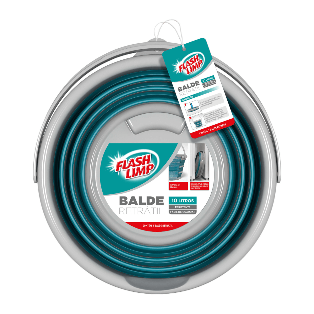 Encontraproduto.com.br - Balde Retrátil Verde Esmeralda 10l - Flashlimp