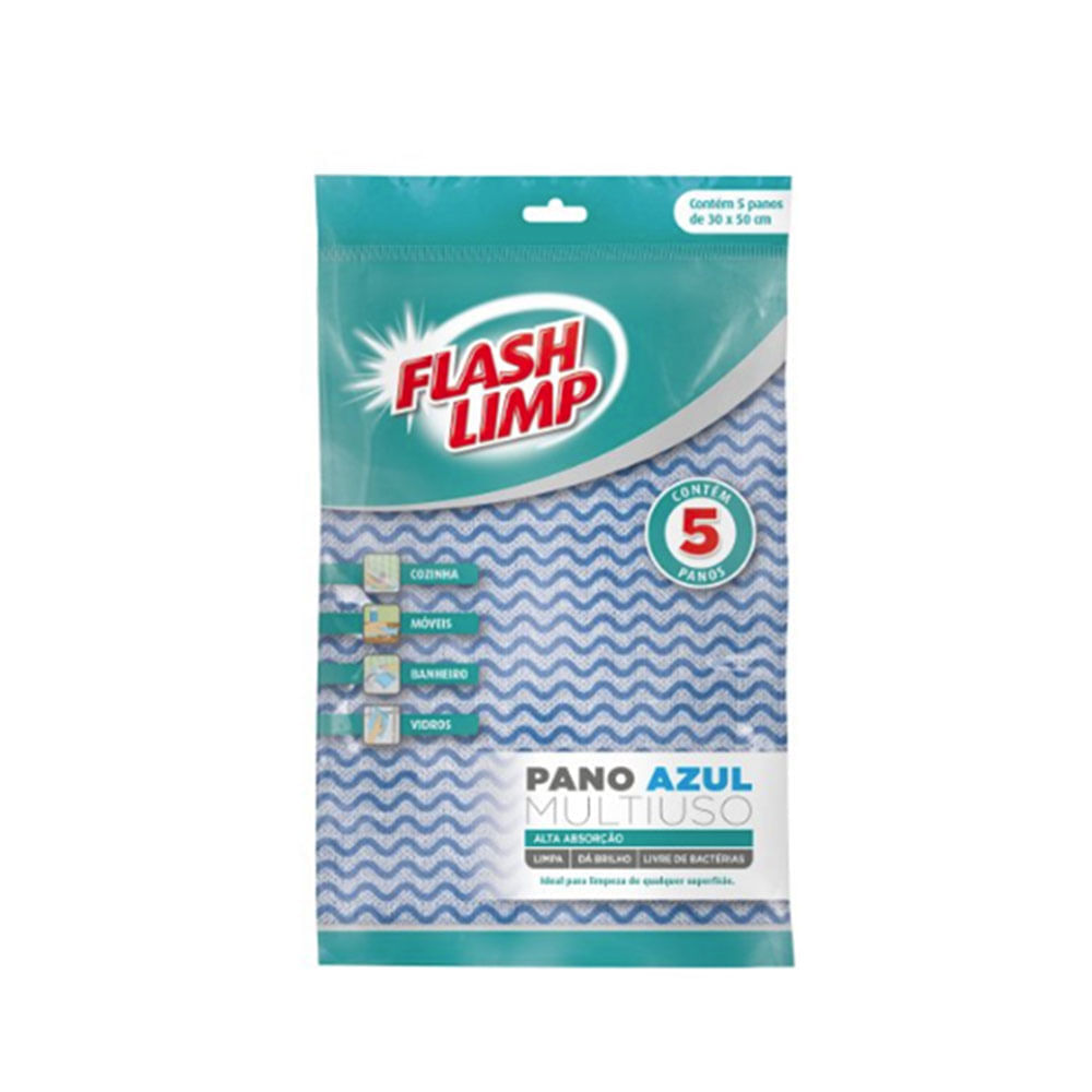 Encontraproduto.com.br - Pano Multiuso 5 Peças Flash Limp 4588