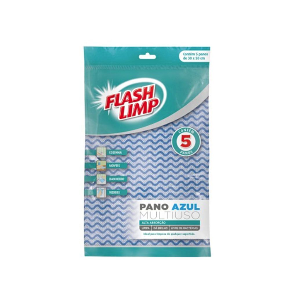 Encontraproduto.com.br - Pano Multiuso 5 Peças Flash Limp 4588