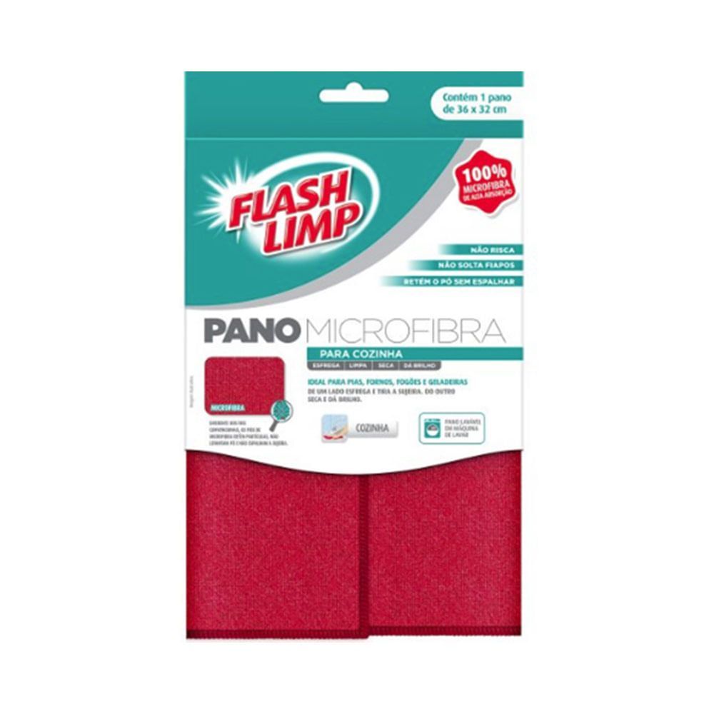 Encontraproduto.com.br - Pano de Microfibra para Cozinha 36x32cm C/1 Flashlimp