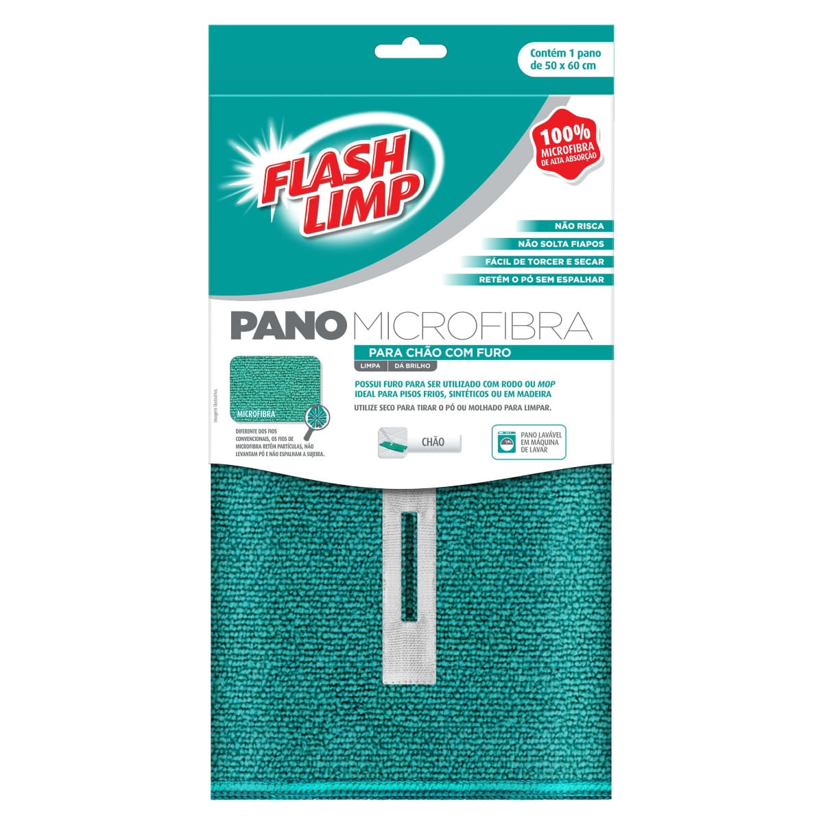 Encontraproduto.com.br - Pano com Furo Microfibra para Chão Flash Limp