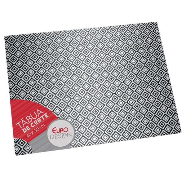 Encontraproduto.com.br - Tábua de Corte de Vidro Retangular Euro Geometric 40cm FH13005