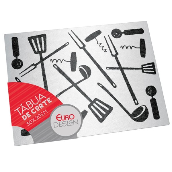 Encontraproduto.com.br - Tábua de Corte de Vidro Retangular Euro Gadgets 30cm FH13002