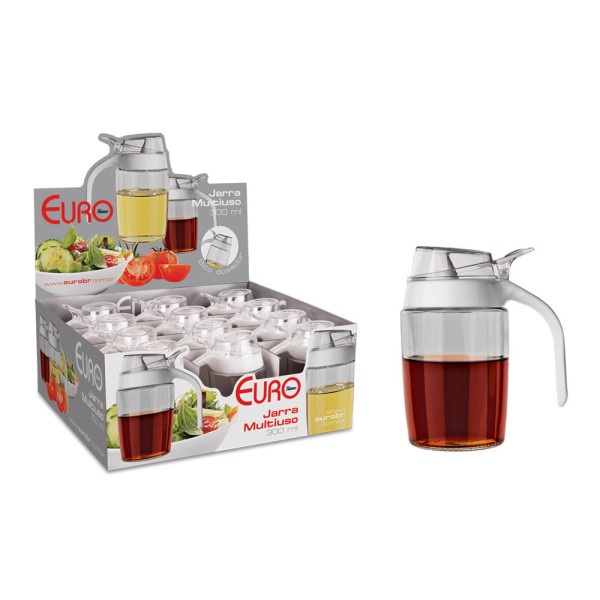 Encontraproduto.com.br - Jarra Vidro Euro 300ml Com Dosador Multiuso