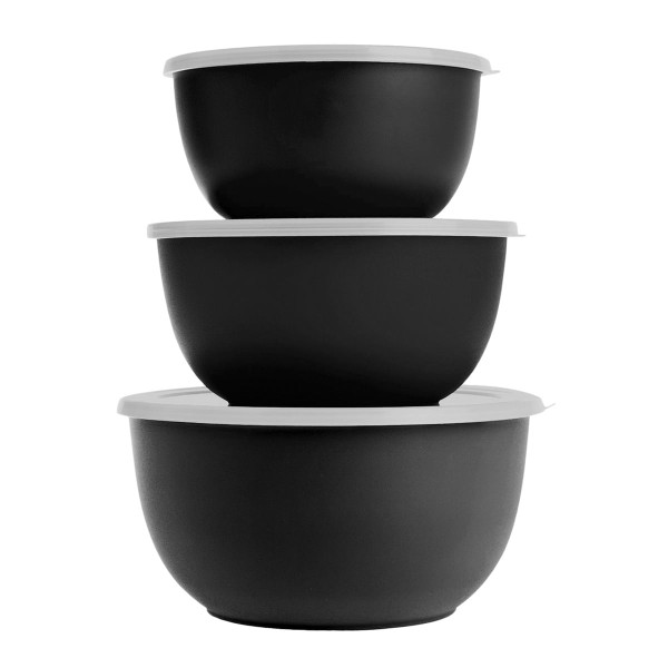 Encontraproduto.com.br - Conjunto de Tigelas em Aço Inox 3 Peças Euro Preto Color IN7129