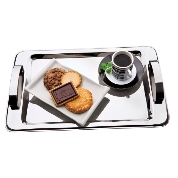 Encontraproduto.com.br - Bandeja com Alça Retangular em Inox Euro Home IN7181