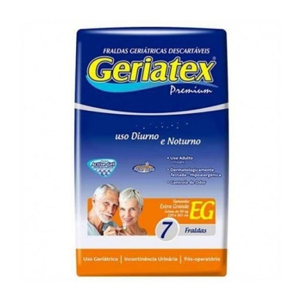 Encontraproduto.com.br - Fralda Geriátrica Geriatex Premium Noturna Tam EG - 07 fraldas