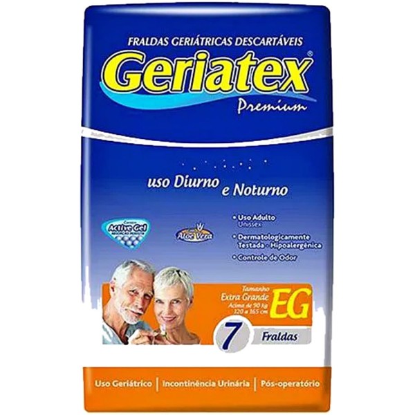 Encontraproduto.com.br - Fralda Geriátrica Geriatex Premium Noturna Tam EG - 07 fraldas