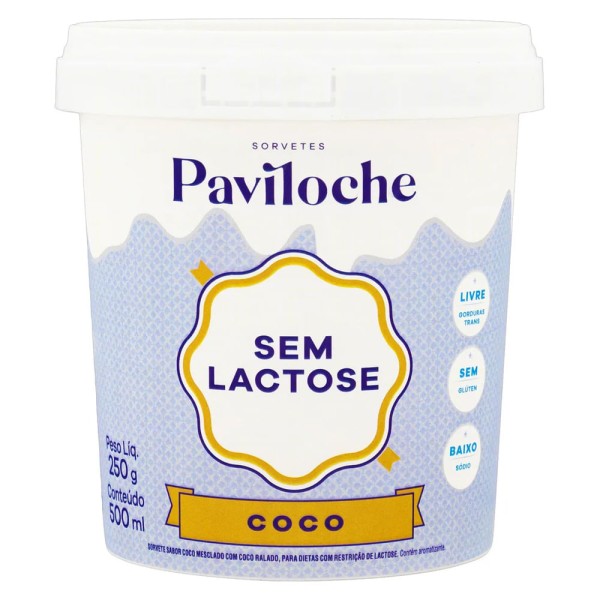 Encontraproduto.com.br - Sorvete Paviloche Coco Sem Lactose 500ml