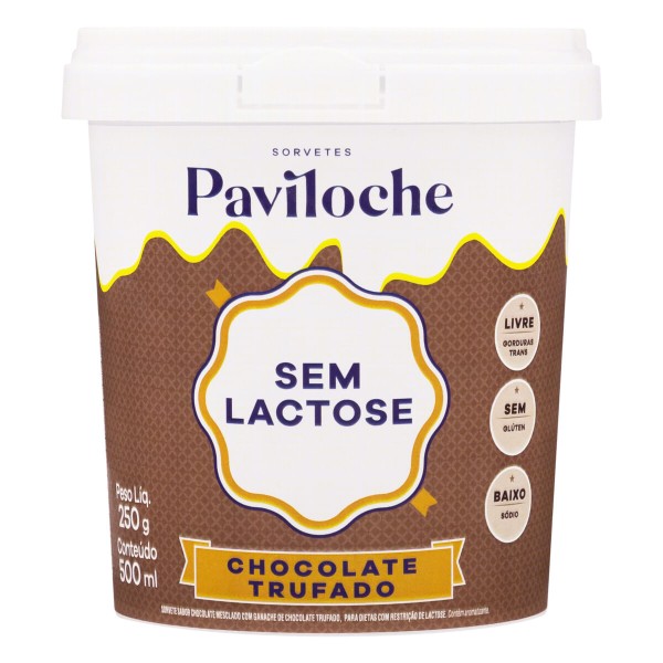 Sorvete Paviloche Chocolate Trufado Sem Lactose 500ml