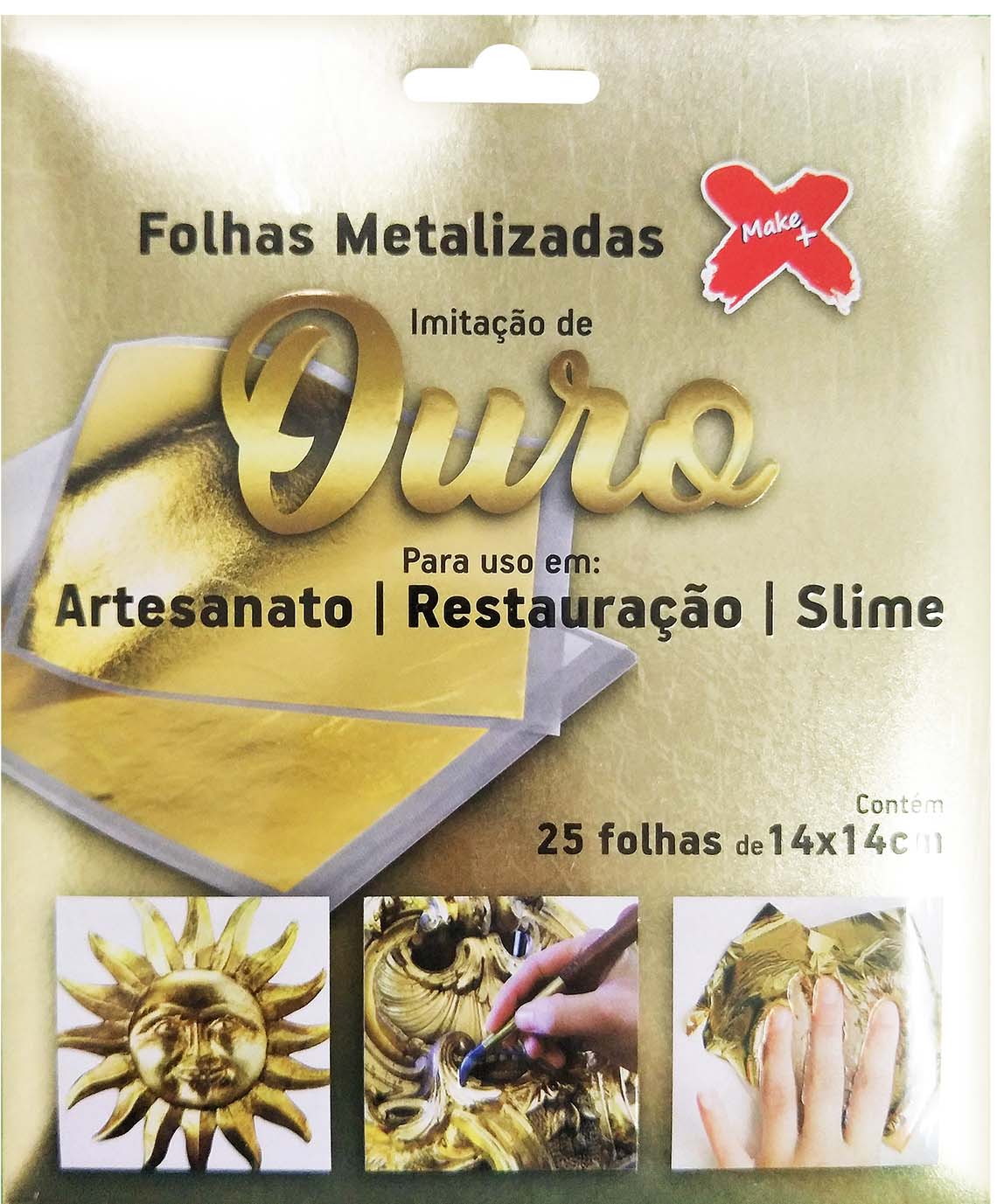 Folha Metalizada Ouro 25 Unidades Make+