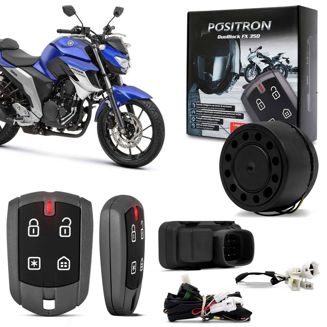 Encontraproduto.com.br - ALARME DUOBLOCK FX G8 DEDICADO YAMAHA FACTOR 125 DE 2010 ATÉ 2024 - POSITRON