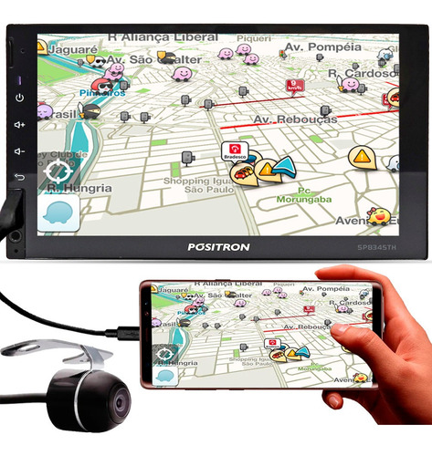 Encontraproduto.com.br - CENTRAL MULTIMIDIA MIRROR CONNECT SP8345TH BLUETOOTH USB SD AUX
