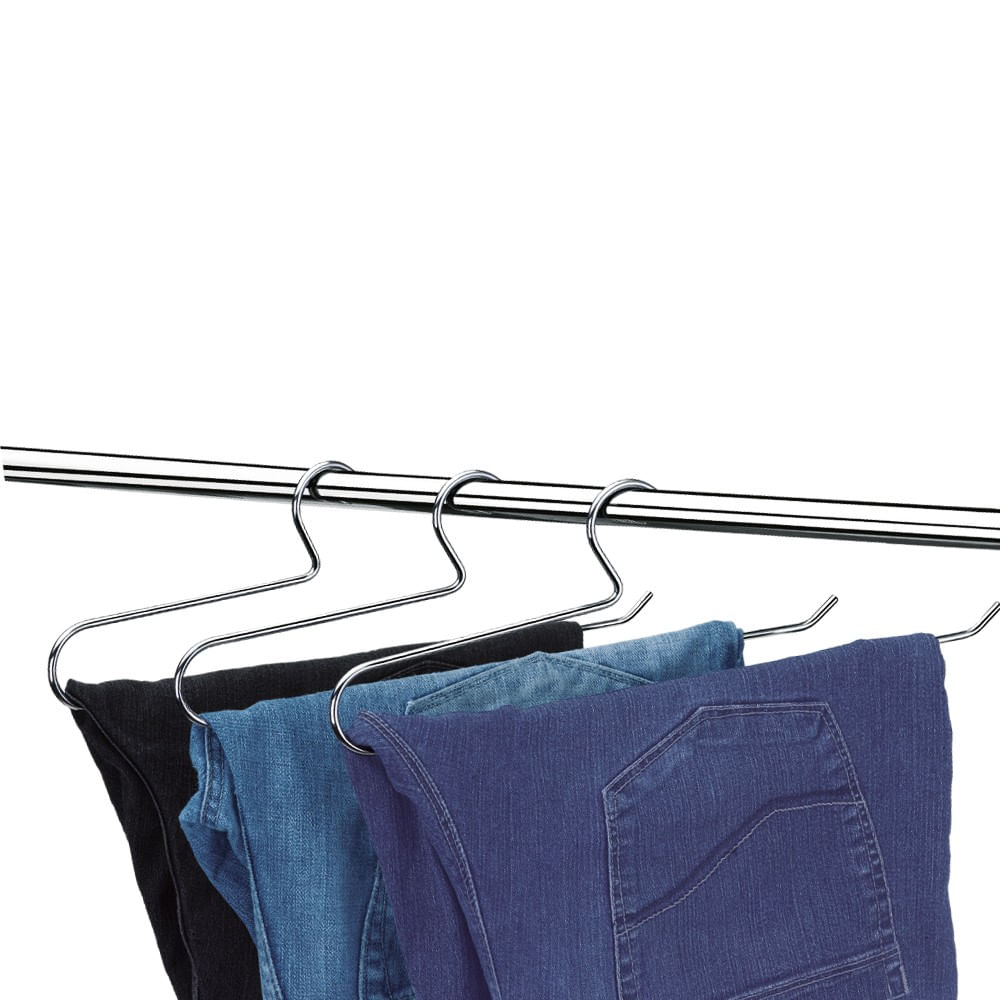 Encontraproduto.com.br - Jogo de Cabides Arthi para Calça Cromado 3 Peças