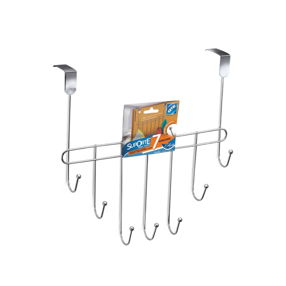 Encontraproduto.com.br - Suporte Eclipse 7 Ganchos Com Esferas Cromado Arthi