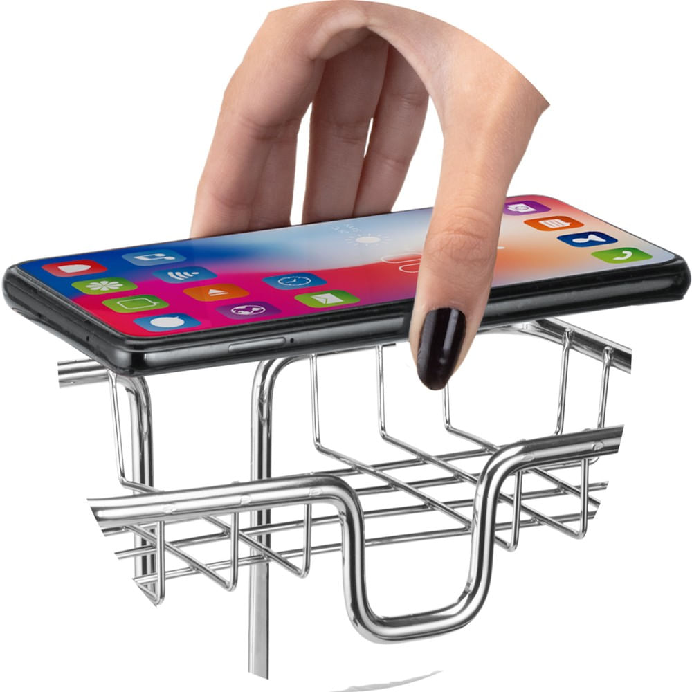 Encontraproduto.com.br - Porta Papel Higiênico De Chão Com Dispenser Celular Prata Arthi