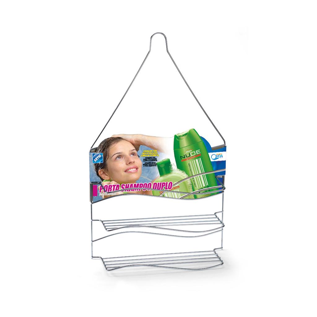 Encontraproduto.com.br - Porta Shampoo Duplo com Ventosa Onda Arthi
