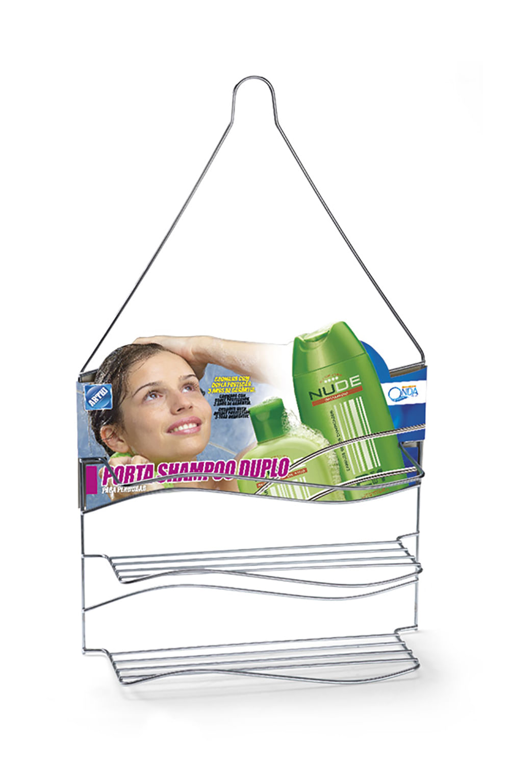Encontraproduto.com.br - Porta Shampoo Duplo com Ventosa Onda Arthi