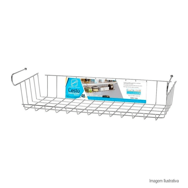 Encontraproduto.com.br - Prateleira Tipo Cesto Arthi Encaixe e Use Acabamento Cromado 48cm