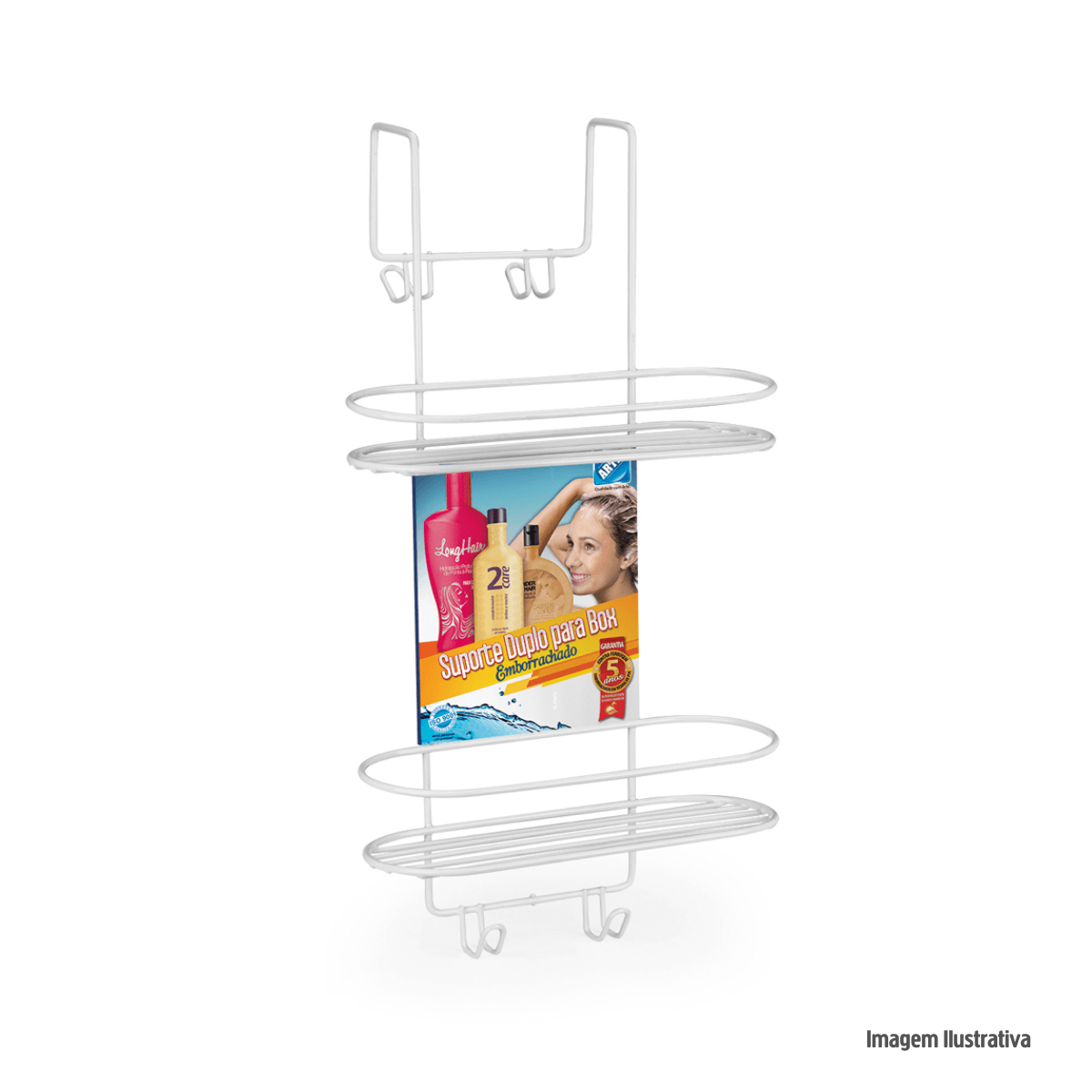 Encontraproduto.com.br - Suporte Duplo Box Emborrachado Porta Shampoo