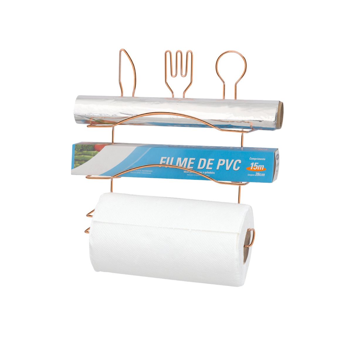 Encontraproduto.com.br - Suporte Para Papel Toalha Com 3 Suporte Para Rolos Rose Arthi