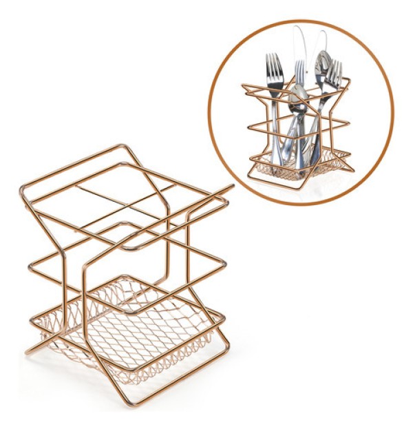 Organizador com Divisórias Suporte De Talheres Rose Gold