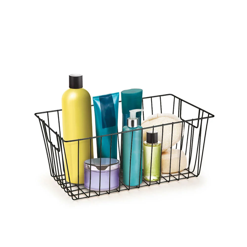 Encontraproduto.com.br - Cesto Retangular Grande Preto Arthi