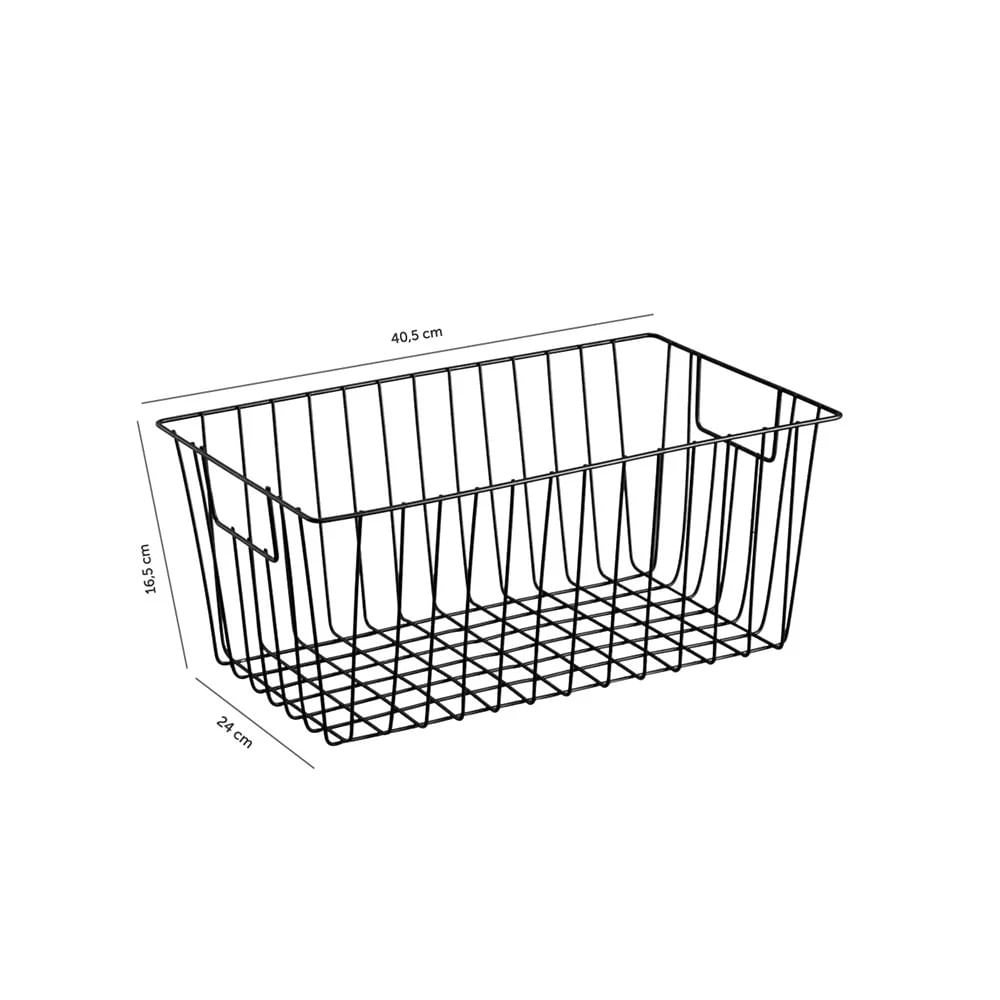 Encontraproduto.com.br - Cesto Retangular Grande Preto Arthi