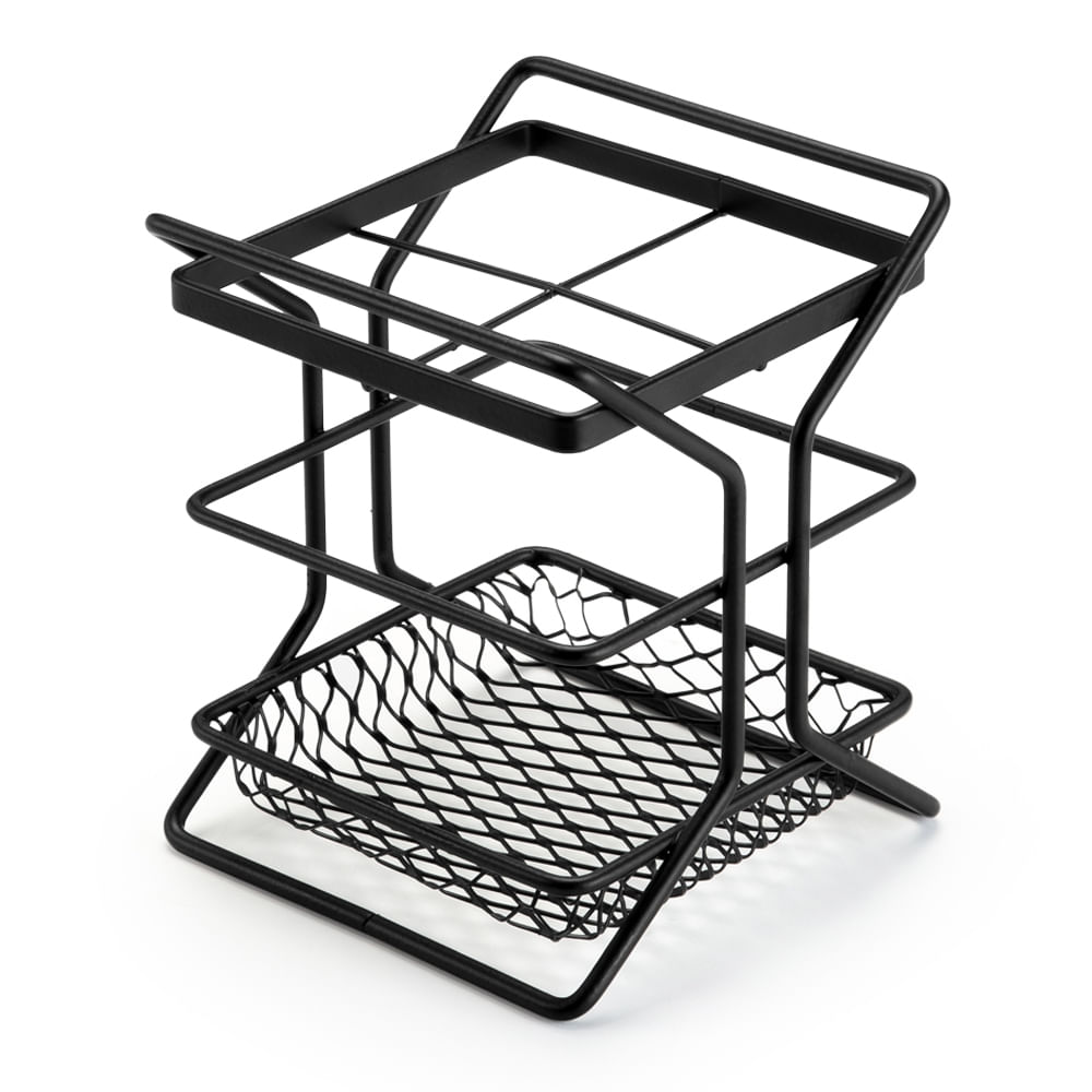 Encontraproduto.com.br - Porta Talher Com Divisória Linha Black Aço Preto