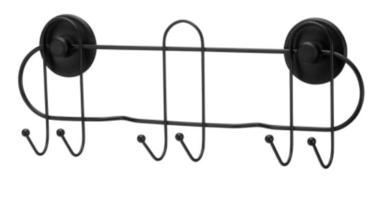 Encontraproduto.com.br - Suporte P/ Vassouras C/6 Ganchos Fixa Sem Furar Parede Arthi Cor Preto