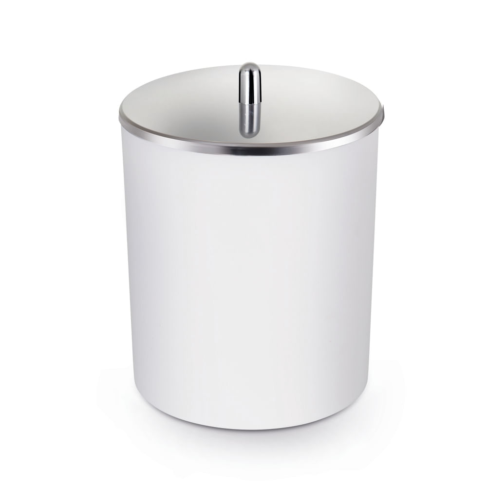 Encontraproduto.com.br - Lixeira Branca 5 Litros Com Tampa Inox