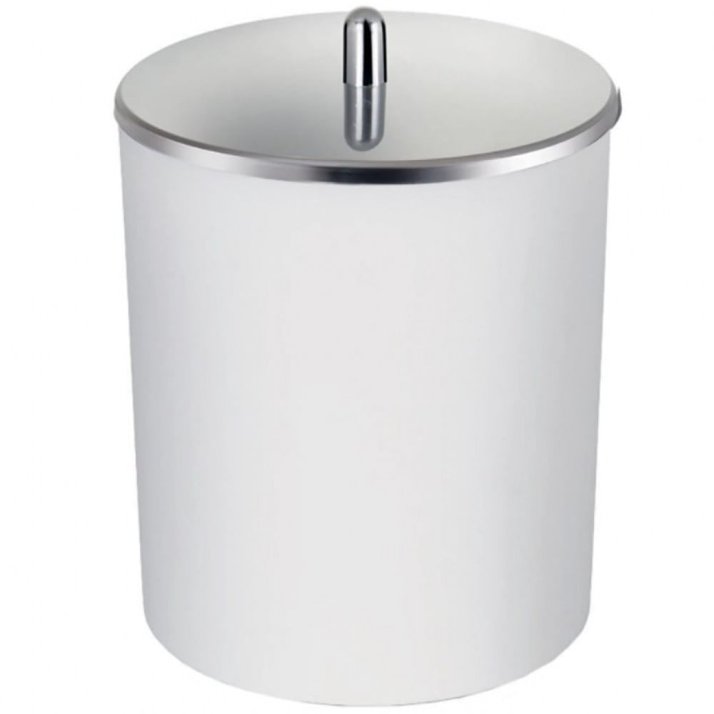 Encontraproduto.com.br - Lixeira Branca 5 Litros Com Tampa Inox