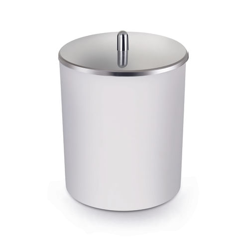 Encontraproduto.com.br - Lixeira Branca 5 Litros Com Tampa Inox