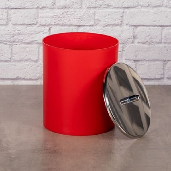 Encontraproduto.com.br - Lixeira de Plástico com Tampa Inox Arthi Vermelha 5L