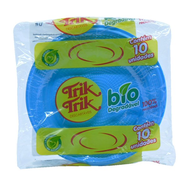Encontraproduto.com.br - Prato Biodegradável Trik Trik 18cm Azul Claro 10un