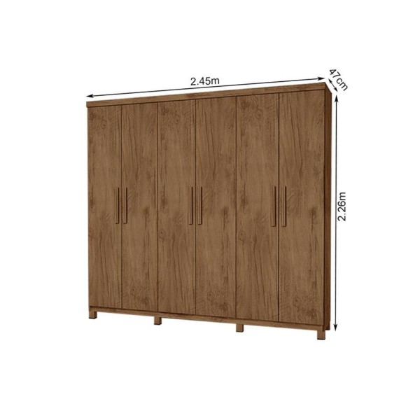 Encontraproduto.com.br - Roupeiro De Casal Multiuso 6 Portas Baru Cedro - Movelaria Decor