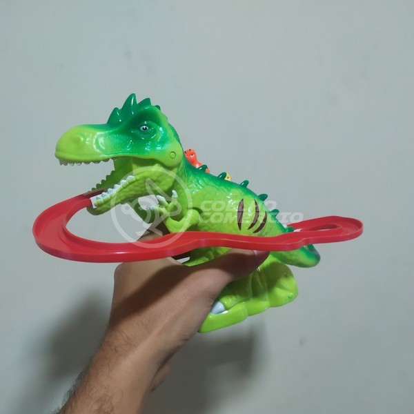 Encontraproduto.com.br - Binquedo Pista Elevador Com Som E Luz Dinossauro Prehistoric The Tunnel - Verde