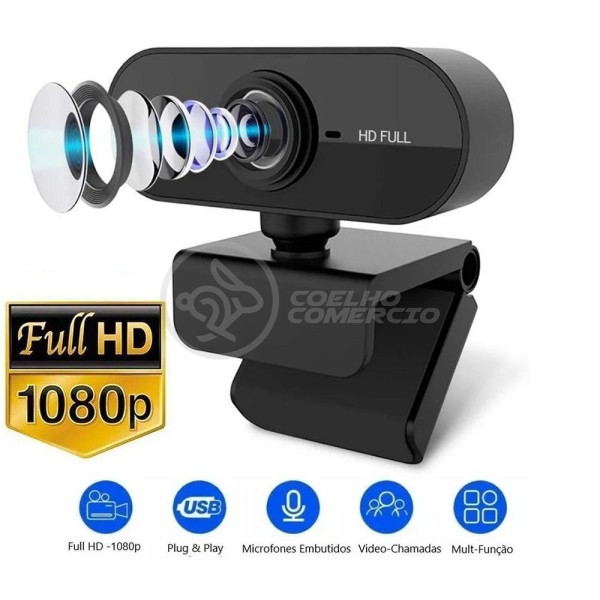 Encontraproduto.com.br - Webcam Câmera Full Hd 1080p Com Microfone Usb 2.0