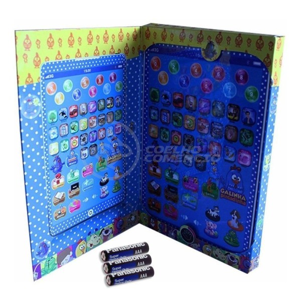 Encontraproduto.com.br - Tablet Infantil Galinha Pintadinha + 3 Pilhas Aaa