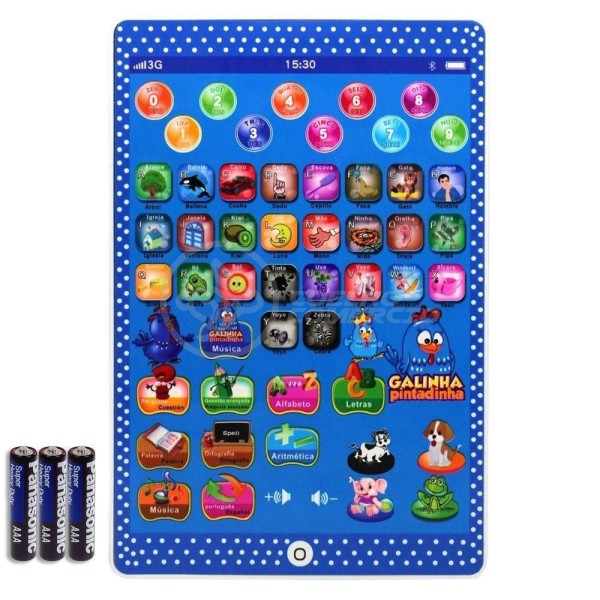 Encontraproduto.com.br - Tablet Infantil Galinha Pintadinha + 3 Pilhas Aaa