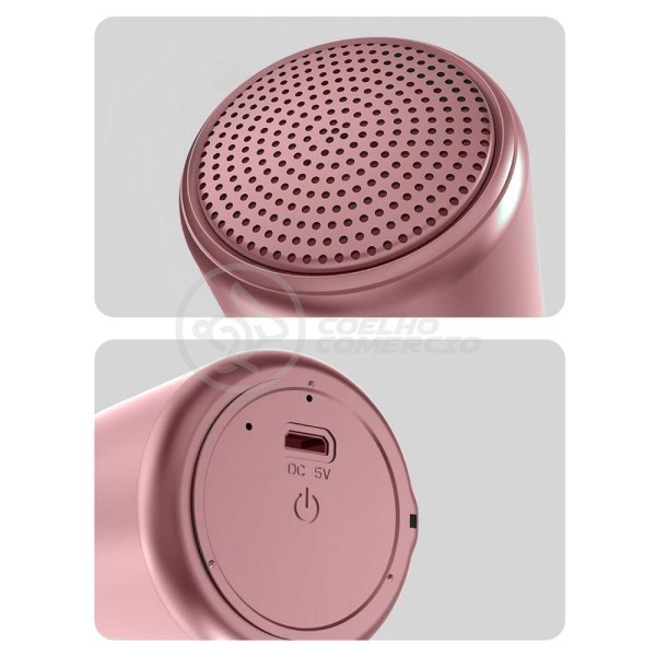 Encontraproduto.com.br - Mini Caixa Som Potente Little Fun Tws Macaron V5 Rosa