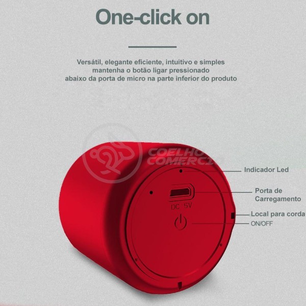 Encontraproduto.com.br - Mini Caixa De Som Inpods Wireless Bluetooth V5 Vermelho