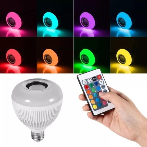 Encontraproduto.com.br - Lampada Luz Led Rgb Bluetooth Caixa Som Controle Remoto