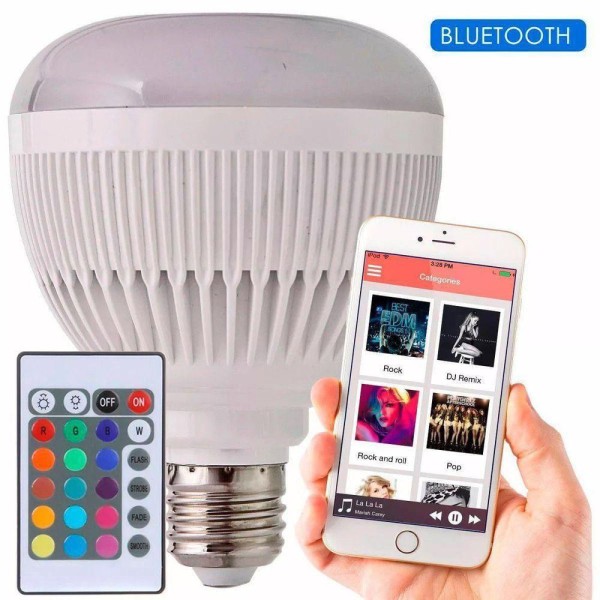 Encontraproduto.com.br - Lampada Luz Led Rgb Bluetooth Caixa Som Controle Remoto